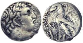 Half-sheqel Tyre 22 C.E. Temple tax and 30 pieces silver (zionism-israel dot com)